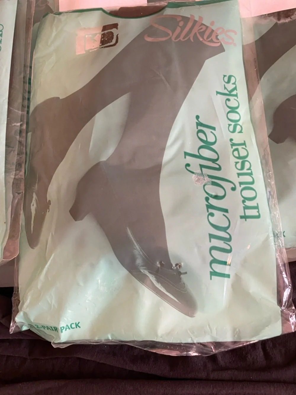 Silkies Microfiber Trouser Socks in Brown with Teal Packaging 5 packets 10 pair